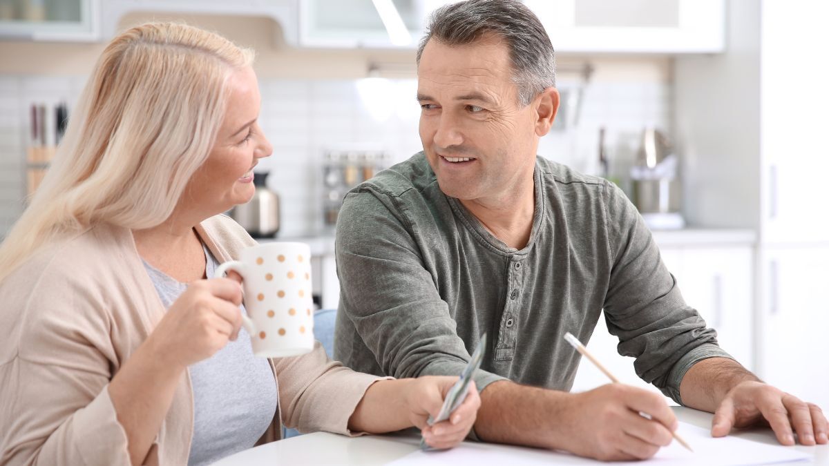Middle-aged couple set financial goals